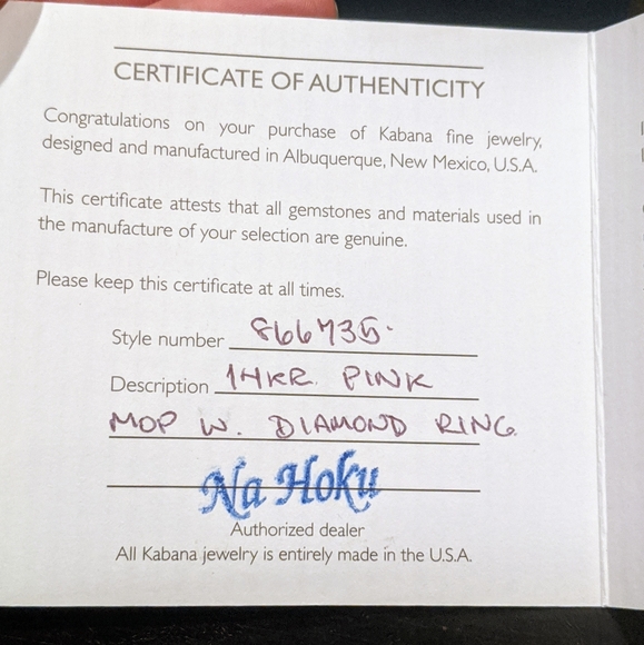 14k Pink Mother of Pearl Diamond Rose Gold Ring - Picture 7 of 14